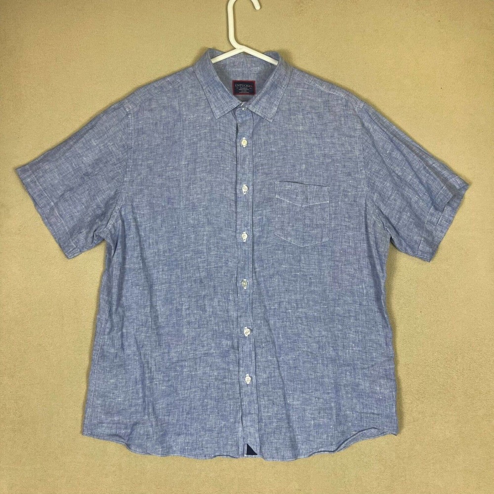 UNTUCKit Shirt Adtult Extra Large Blue 100% Linen Valente WR Button Up Mens - Picture 1 of 11
